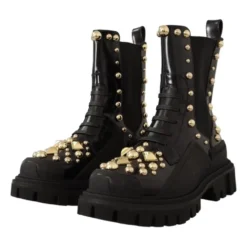 Leather Studded Combat Boots