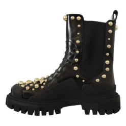 Leather Studded Combat Boots