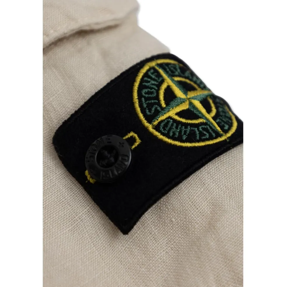 Linen Shorts With Logo Patch