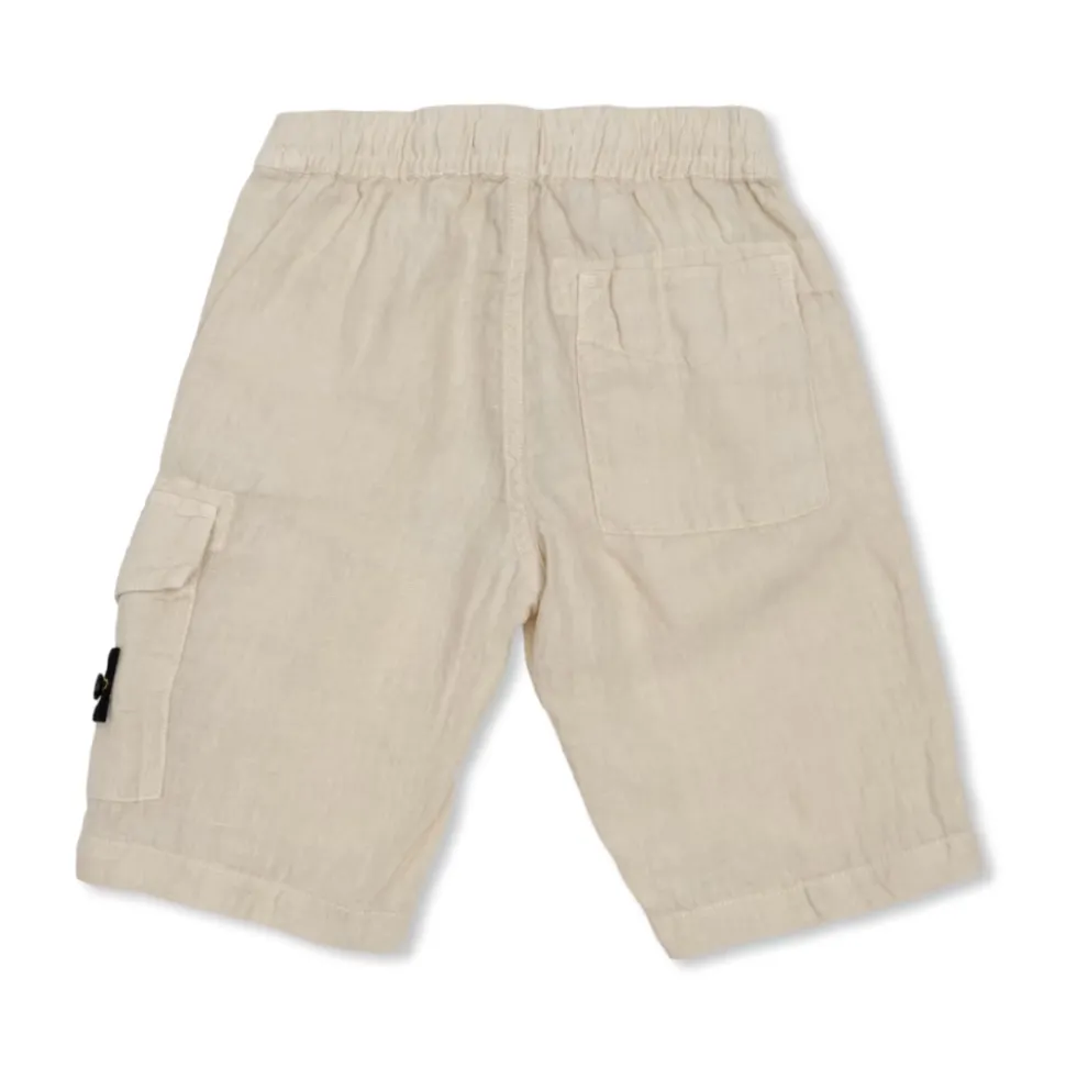 Linen Shorts With Logo Patch