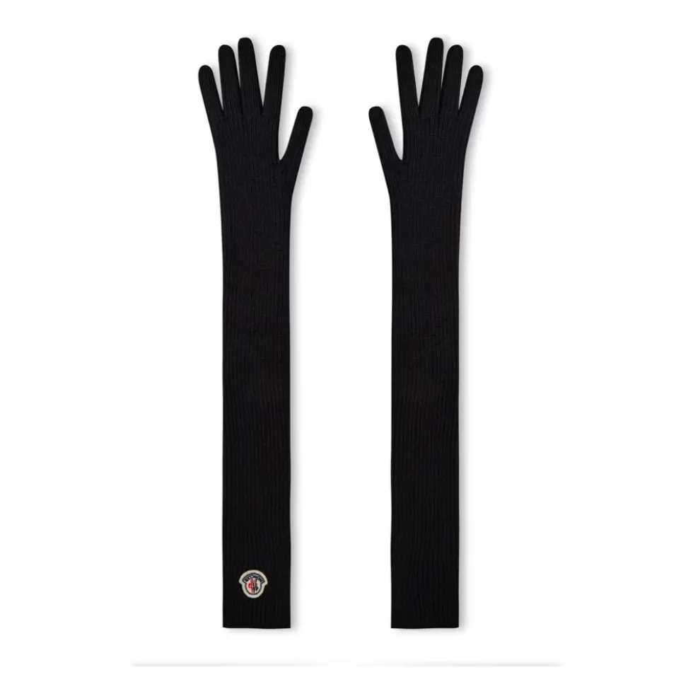 Logo Patch Virgin Wool Long Gloves