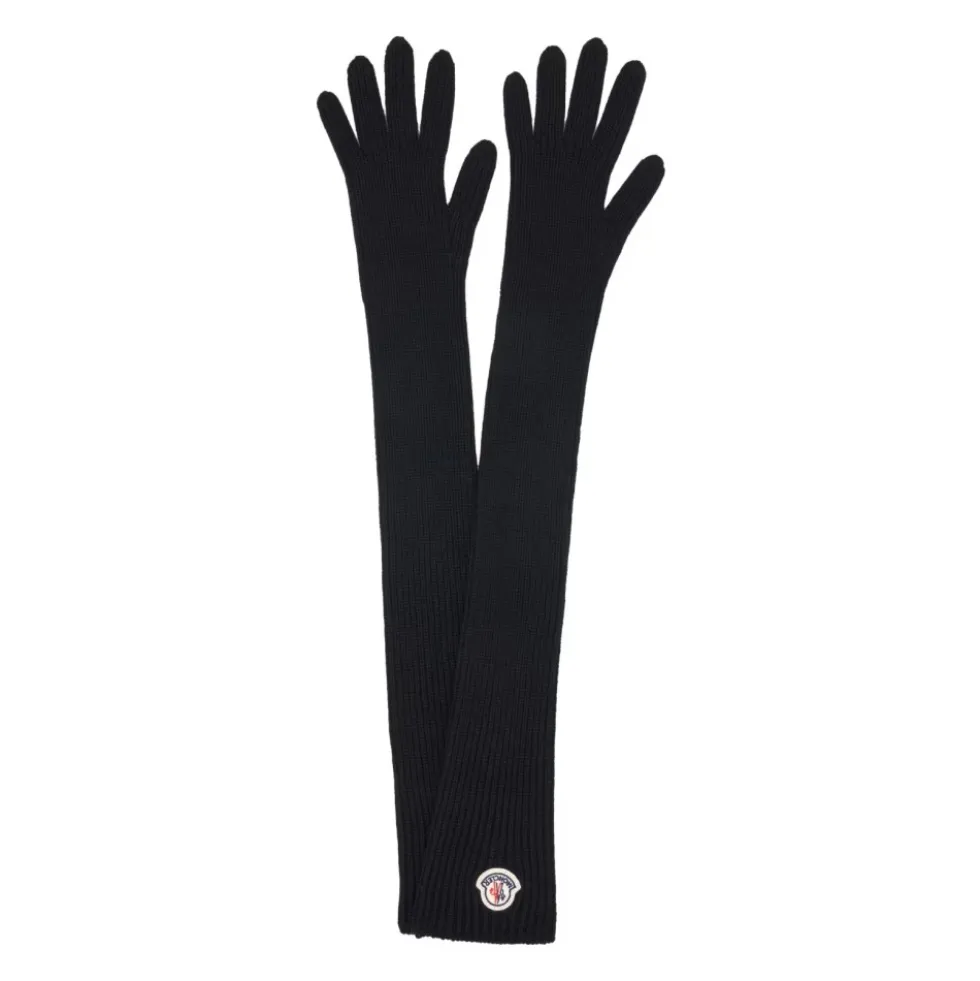 Logo Patch Virgin Wool Long Gloves