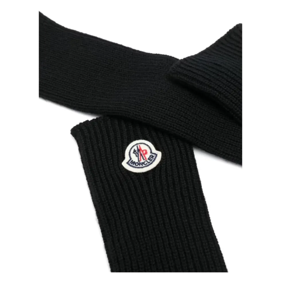 Logo Patch Virgin Wool Long Gloves