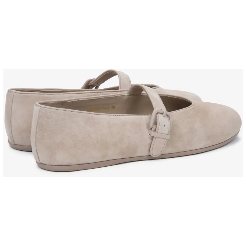 Lyse Beige Ballerinaer med Spænde