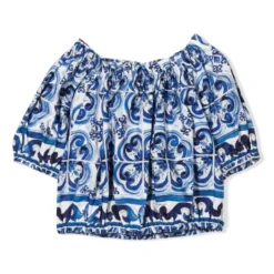 Majolica-print poplin top