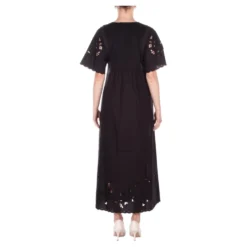 Maxikjole med broderie anglaise