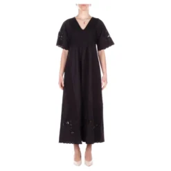 Maxikjole med broderie anglaise