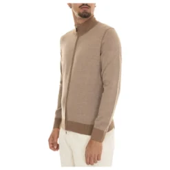 Merino Wool Zip Cardigan med Kontrastdetaljer