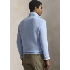 Mesh-Strikket Bomulds Quarter-Zip Jumper