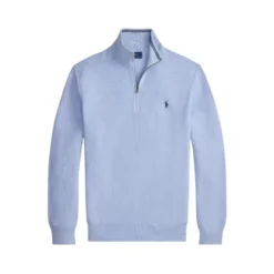 Mesh-Strikket Bomulds Quarter-Zip Jumper
