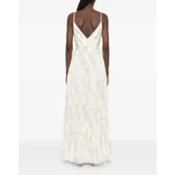 Metallic Floral-Pattern Maxi Dress