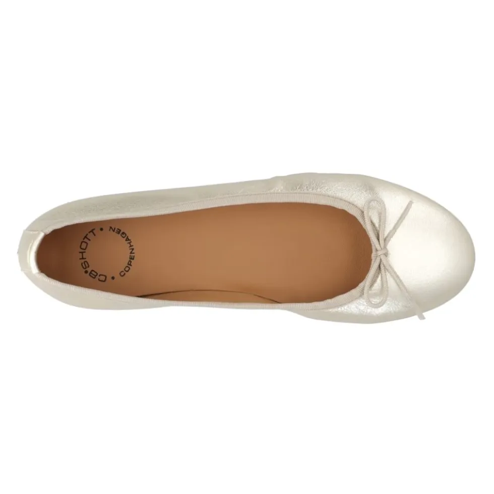 Metallic Leather Ballerina i Champagne