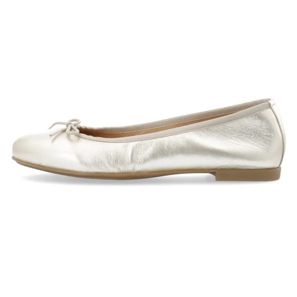 Metallic Leather Ballerina i Champagne