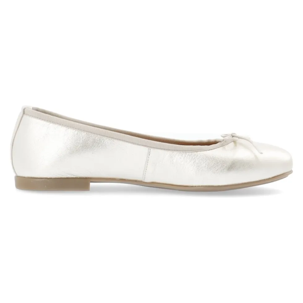 Metallic Leather Ballerina i Champagne