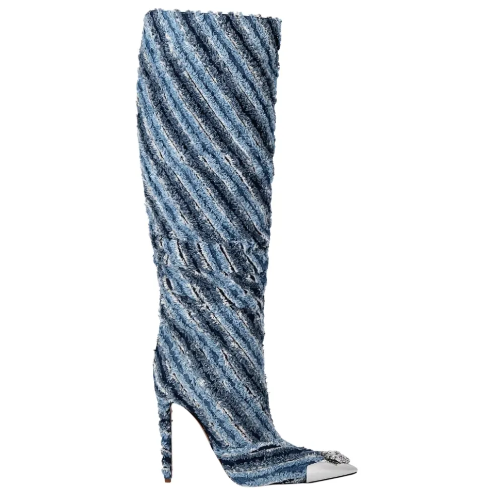 Mix Denim Høje Støvler med Hæle