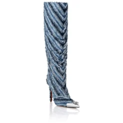 Mix Denim Høje Støvler med Hæle