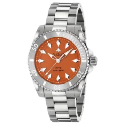 40 mm stålkasse, orange urskive med bi, stål bezel, stål armbånd