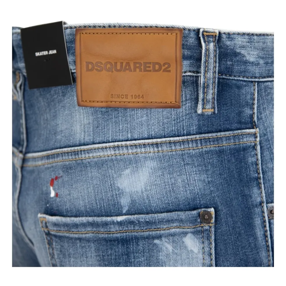 Mænds Knaphul Jeans med Læder Patch