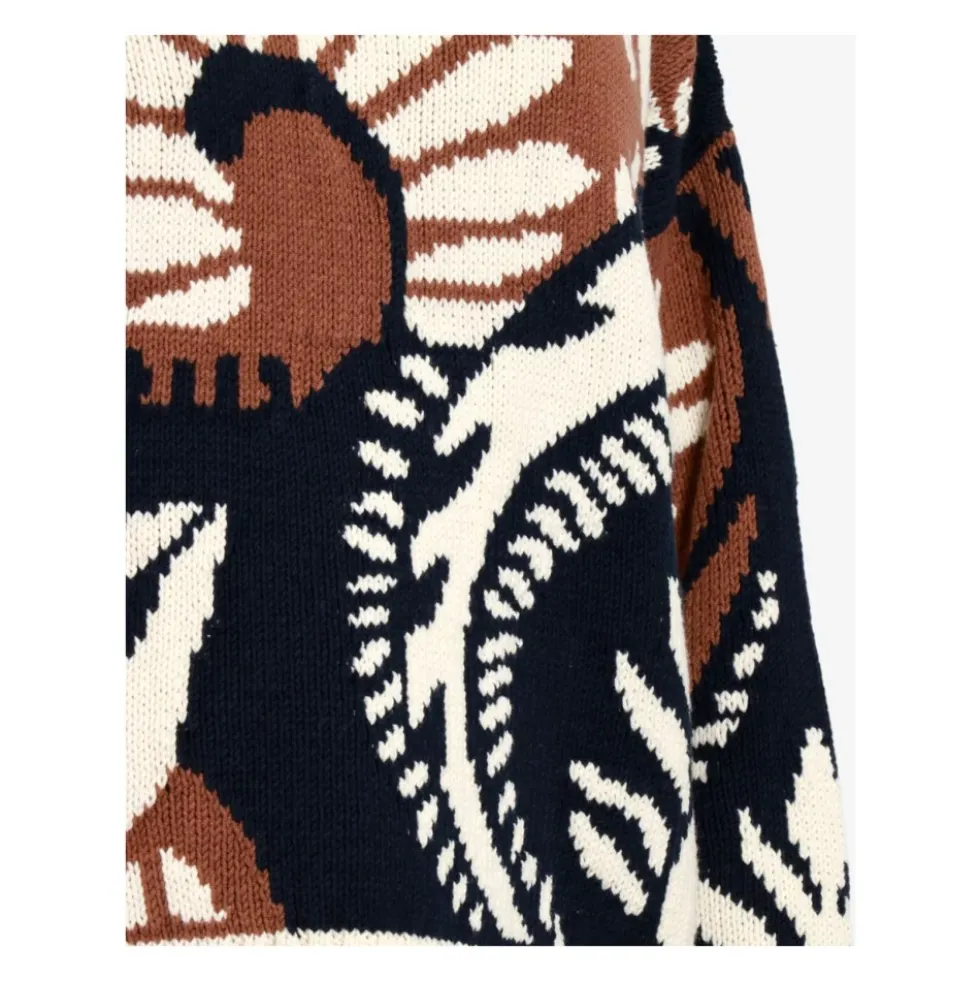 Mønstret bomulds sweater med rund hals