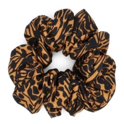 Mønstret brun og sort scrunchie elastik