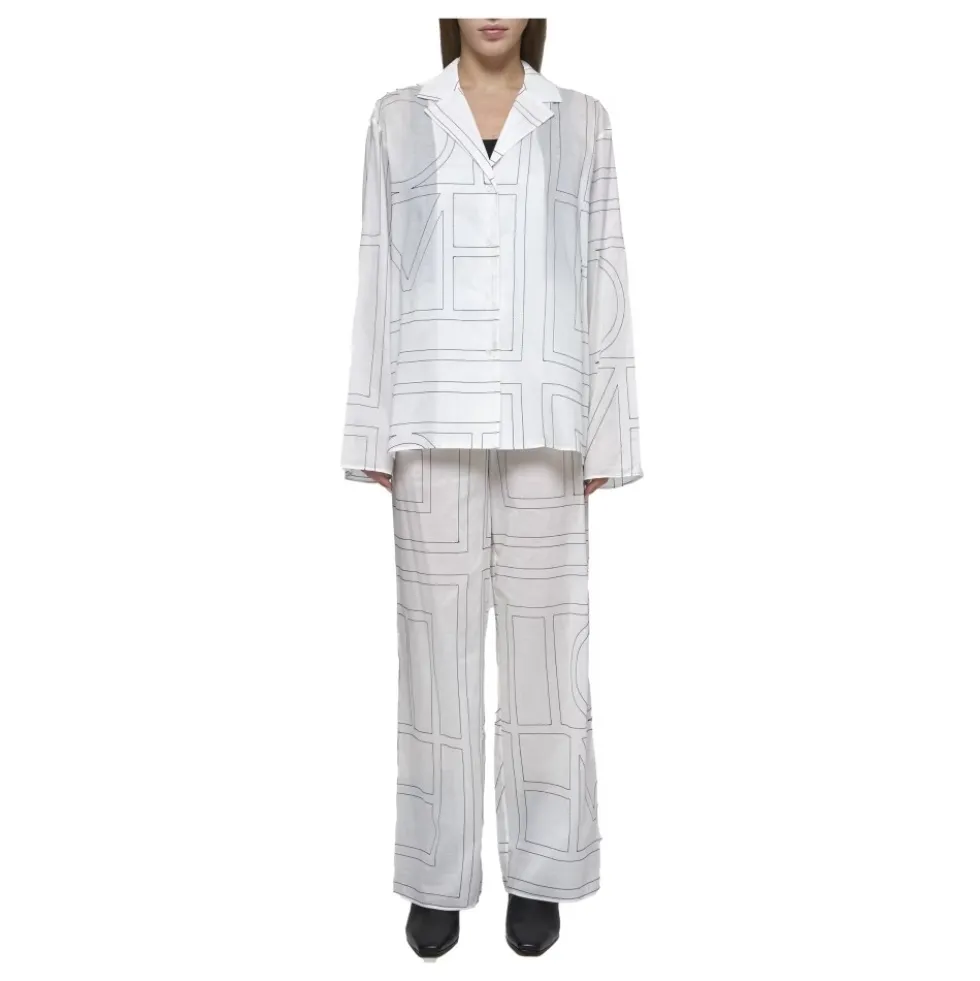 Monogram Print Hvide Pyjamasbukser