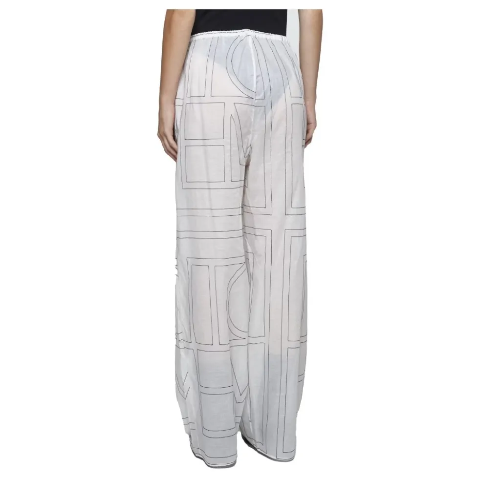 Monogram Print Hvide Pyjamasbukser
