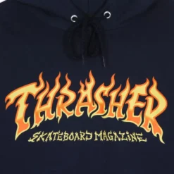 Navy Sweatshirt med Fire Logo Hood