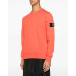 Orange Crew-neck Bomuld Fleece Sweatshirt