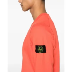 Orange Crew-neck Bomuld Fleece Sweatshirt