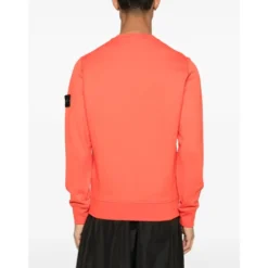 Orange Crew-neck Bomuld Fleece Sweatshirt