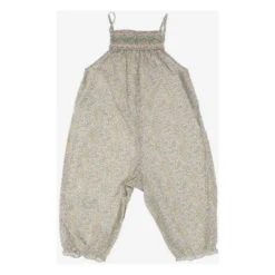 Organisk bomuld Romper Fine faste stropper Square Necklet Embroidery Detalje