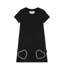 Padded Shoulder T-Shirt Short Dress Heart