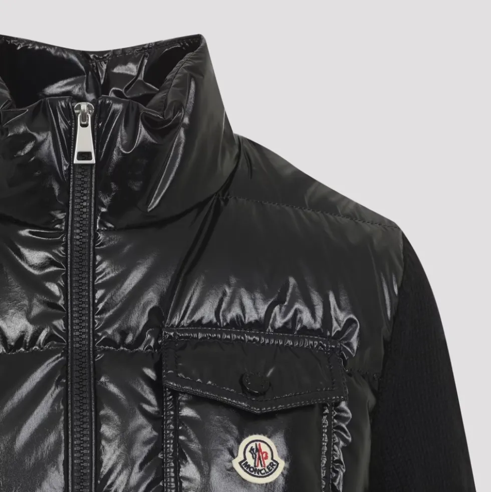 Padded Wool Zip-Up Cardigan