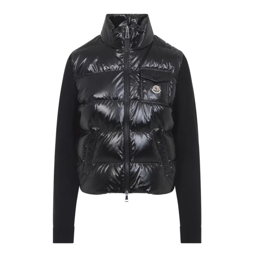 Padded Wool Zip-Up Cardigan