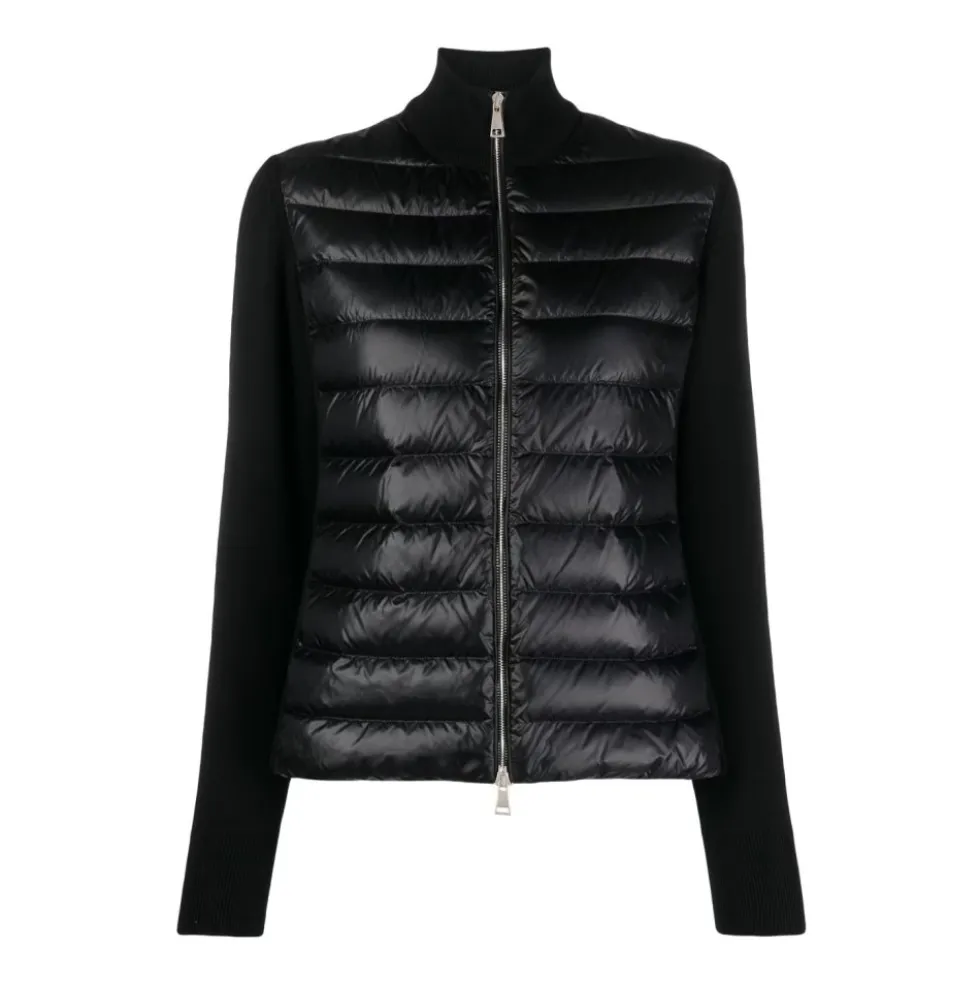 Padded Wool Zip-Up Cardigan