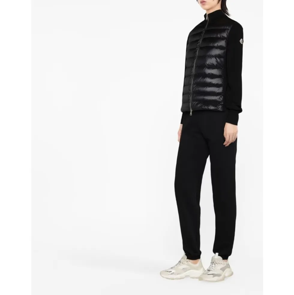 Padded Wool Zip-Up Cardigan