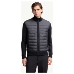 Padded Zip-Up Wool Cardigan