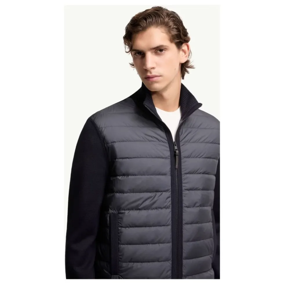 Padded Zip-Up Wool Cardigan