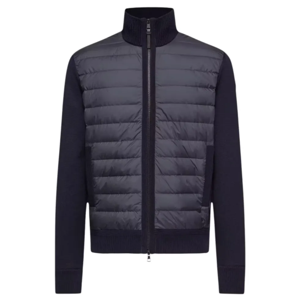 Padded Zip-Up Wool Cardigan