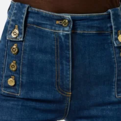 Palazzo Denim Bukser med Guld Knapper