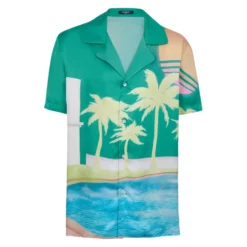 Palm Tree Print Pyjama Skjorte