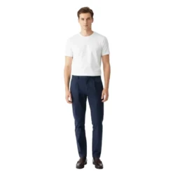 Pantalone cotone seta elasticizzato con pences