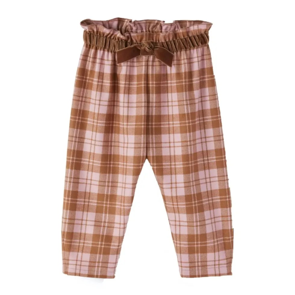 Pantalone Fantasia Check con Cinturino e Fiocco