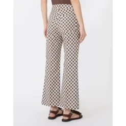 Pantalon i vævet bomuldsstretch med print