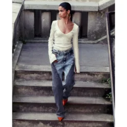 Patchwork Straight-Leg Jeans
