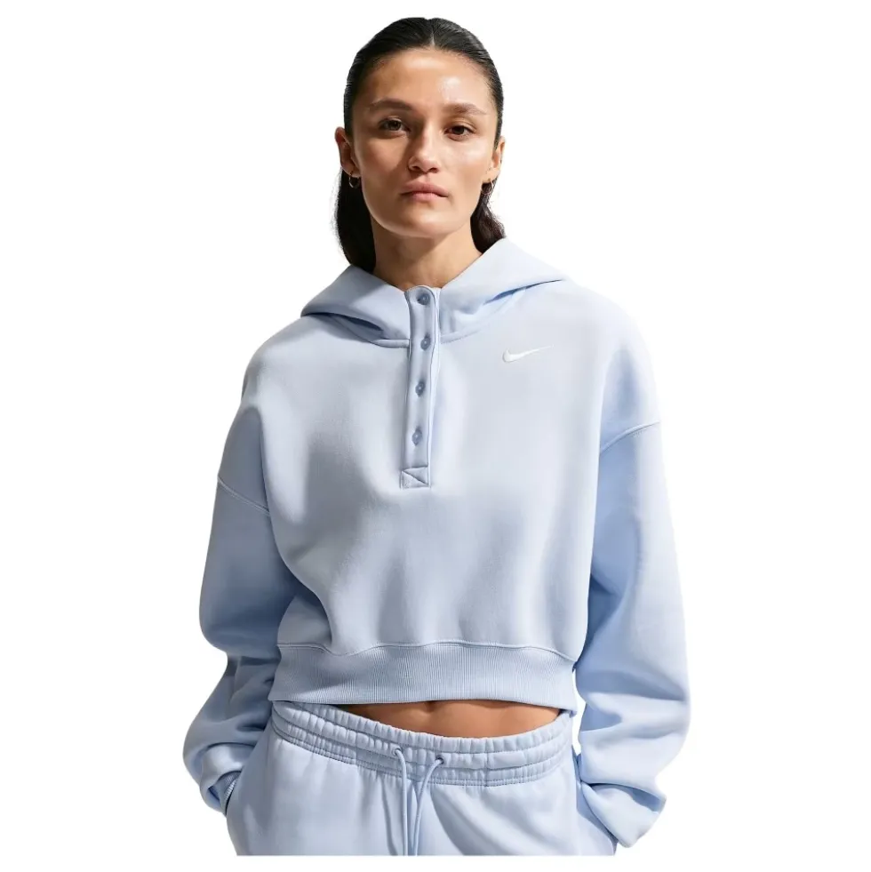 Phoenix Fleece Oversized Cropped Henley Hættetrøje