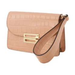 Pink Croc-Embossed Læder Håndtaske