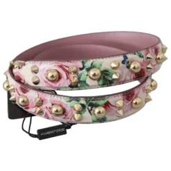 Pink Floral Læder Stud Acry Skulderrem