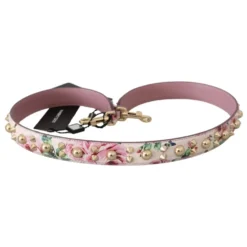 Pink Floral Læder Stud Acry Skulderrem