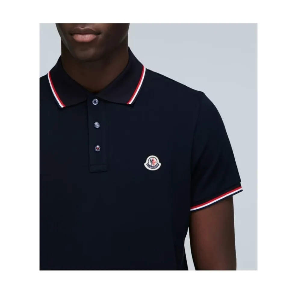Piquet Polo Shirt med trefarvet kant